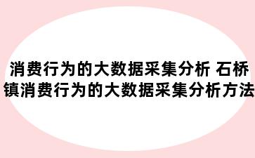 消费行为的大数据采集分析 石桥镇消费行为的大数据采集分析方法